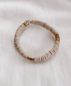 Tan + Gold Beaded Bracelet