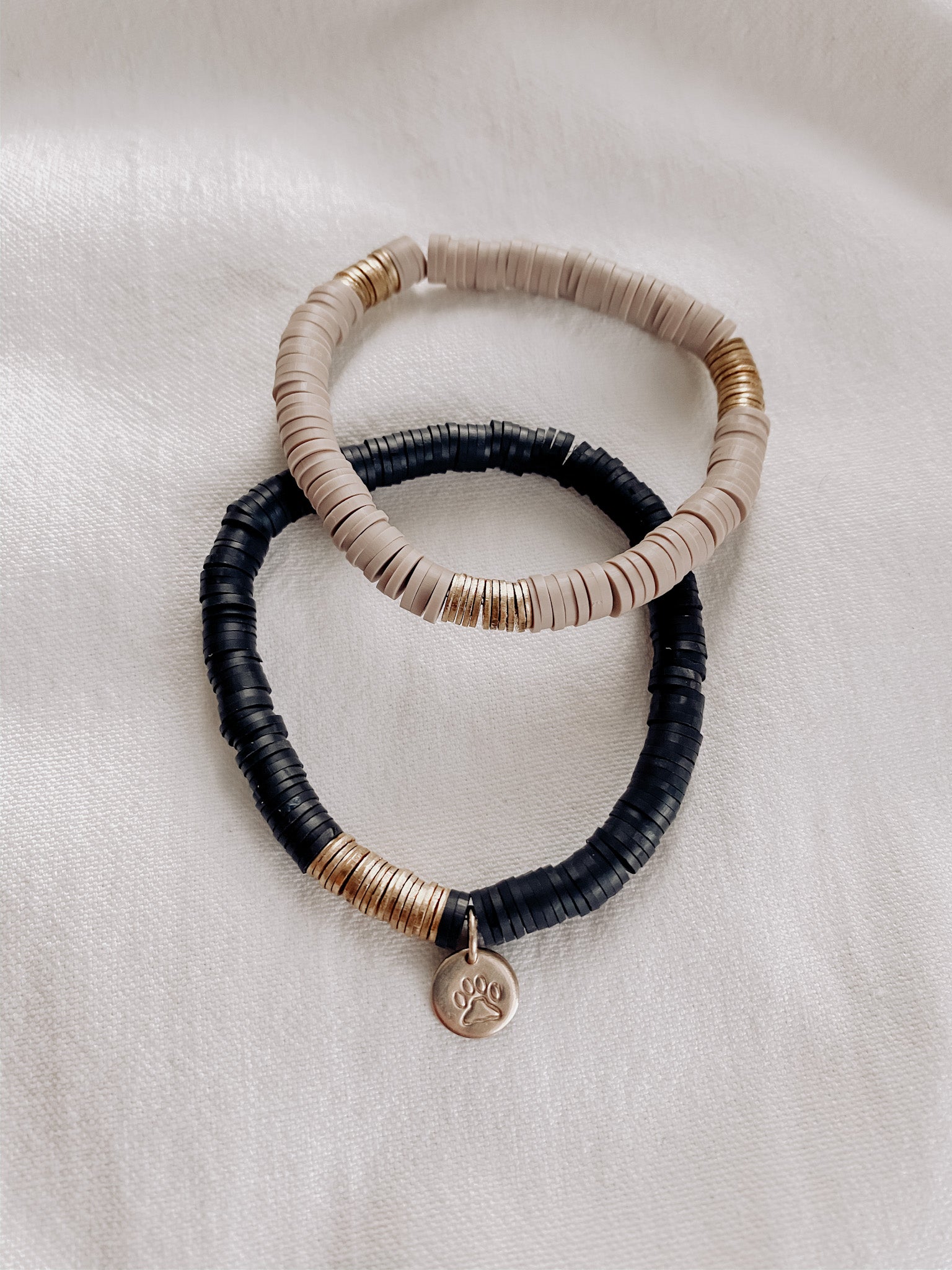 Tan + Gold Beaded Bracelet